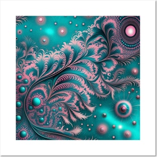 Other Worldly Designs- nebulas, stars, galaxies, planets with feathers Posters and Art